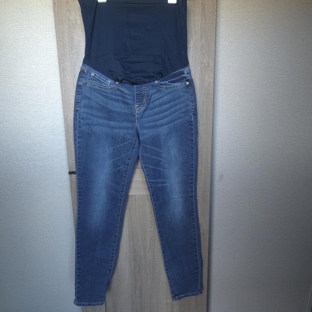 Indigo Blue Women's Maternity Jeans XL Stretchy Front Panel
